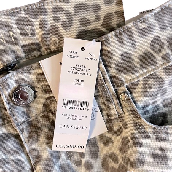 NWT WHBM Curvy Fit Sculpt High-Rise Leopard-Print Skinny Ankle Jeans Grey Sz 10R - Picture 8 of 8